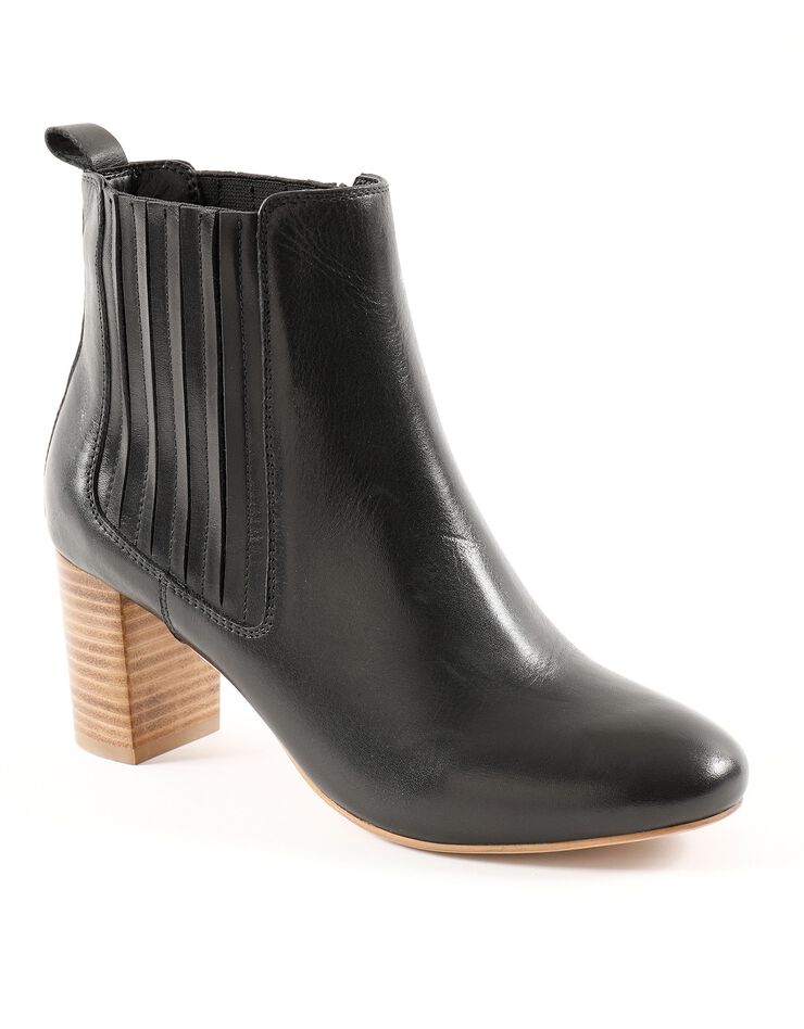 Boots à talon en cuir (noir)