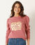 T-shirt manches longues, imprimé brillant (rose grisé)