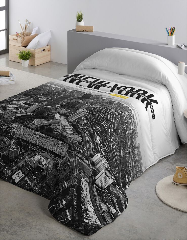Couette microfibre imprimée New York 200 g/m² (noir)
