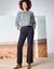 Blouse col victorien, voile imprimé fleuri (bleu nuit / vert)