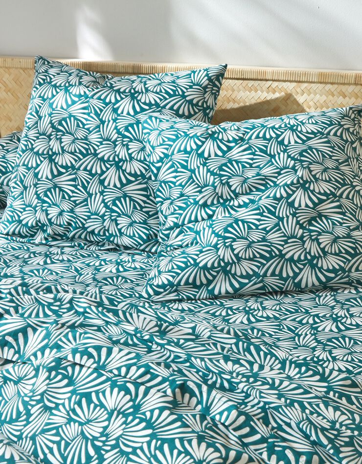 Linge de lit Vick en coton imprimé graphique (vert)