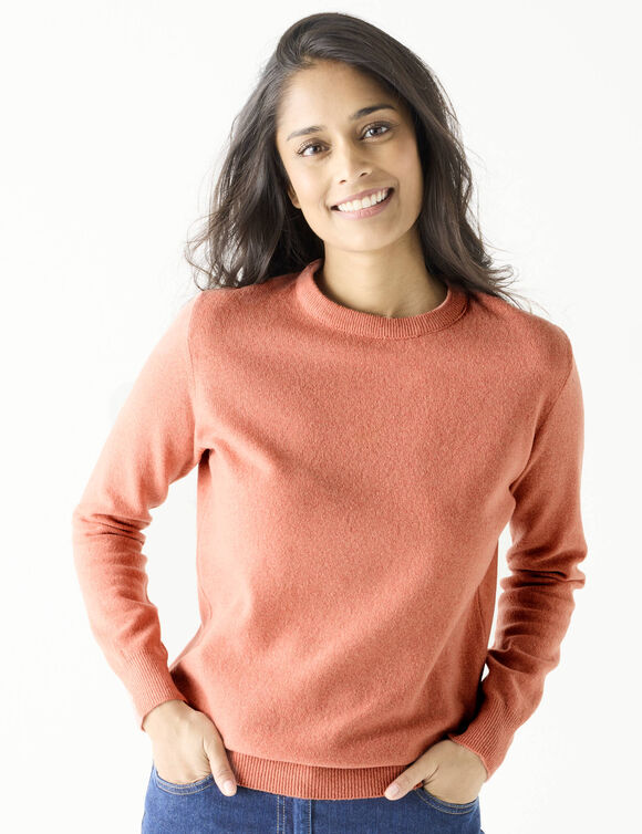 Pull col rond, laine d'agneau (rose chiné)