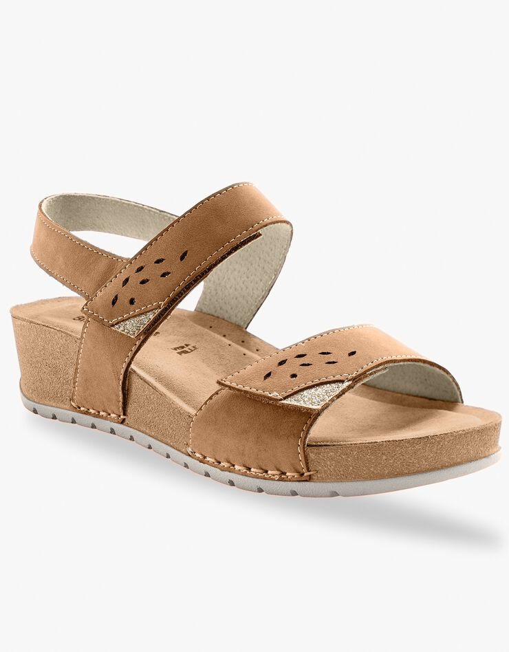Sandales largeur confort en cuir - marron (marron) Sandales largeur confort en cuir - marron (marron)