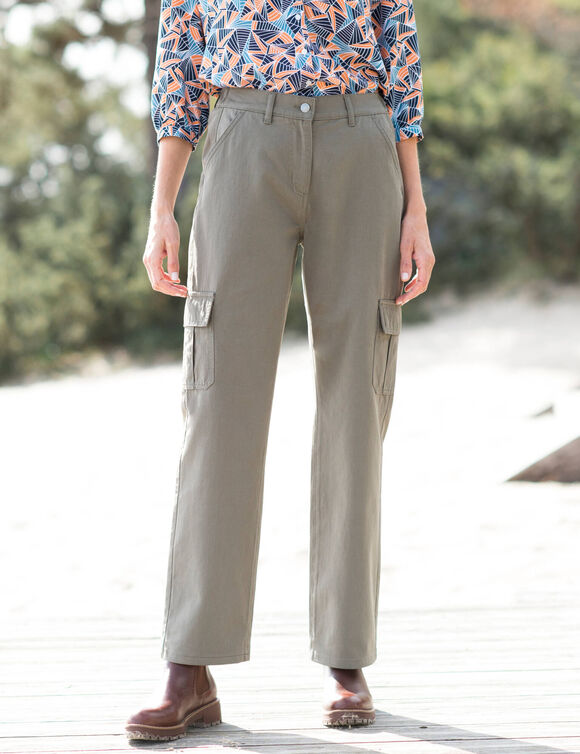 Pantalon cargo coupe droite (kaki)