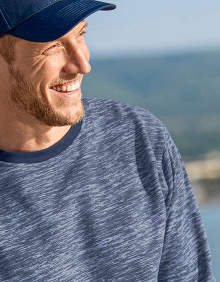 Sweat molleton effet chiné (marine chiné) Sweat molleton effet chiné (marine chiné)