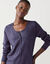 Cardigan boutonn&eacute; col rond uni, toucher doux (aubergine)