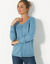Cardigan boutonné col rond uni (bleu grisé)
