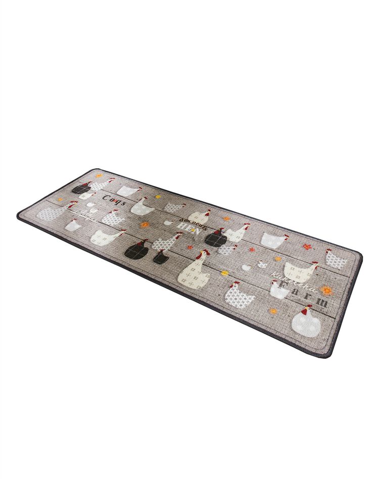 Tapis cuisine motif poules (gris) Tapis cuisine motif poules (gris)
