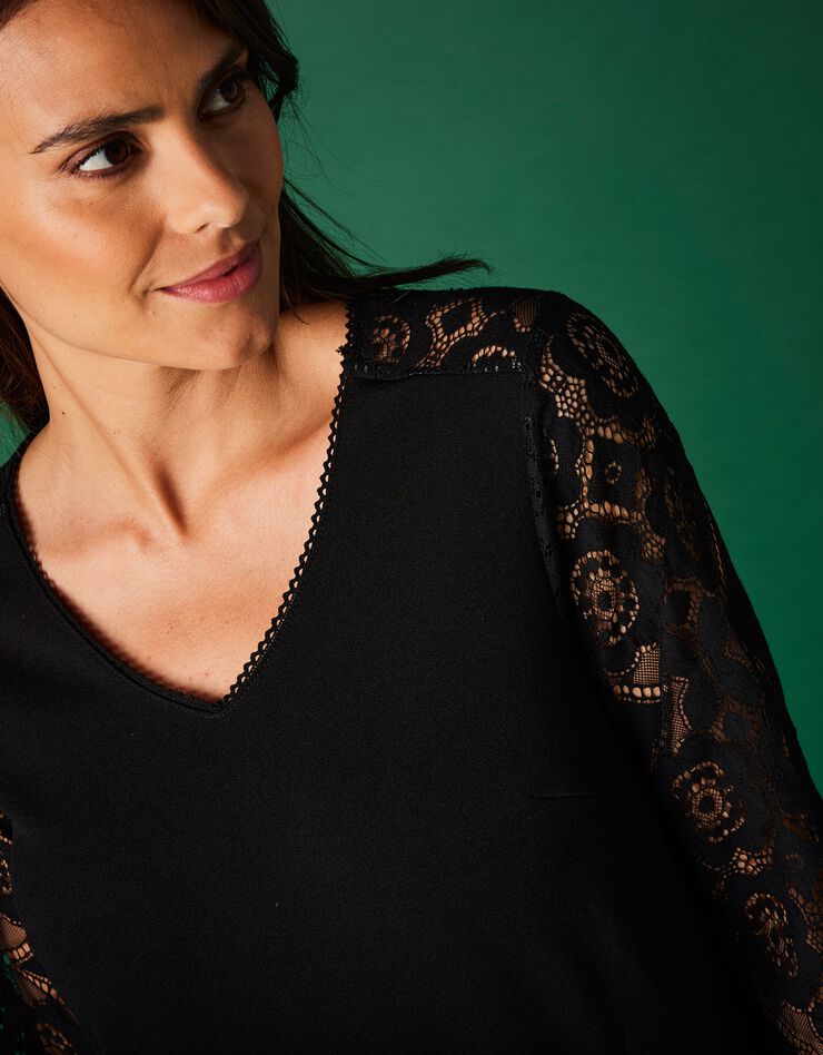 Robe avec dentelle (noir)
