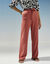 Pantalon droit large ceinturé, tissu fluide (terracotta)
