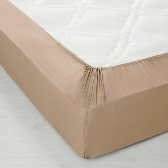 Drap-housse uni polyester - coton bonnet 32 cm (grège)