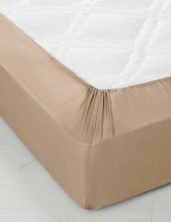 Drap-housse uni polyester - coton bonnet 32 cm (gr&egrave;ge)