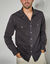 Chemise pressionn&eacute;e manches longues en jean (anthracite)
