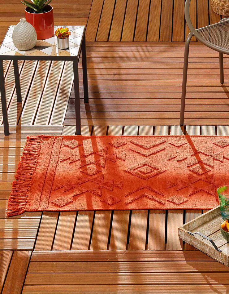 Tapis jacquard à franges terracotta  (terracotta)
