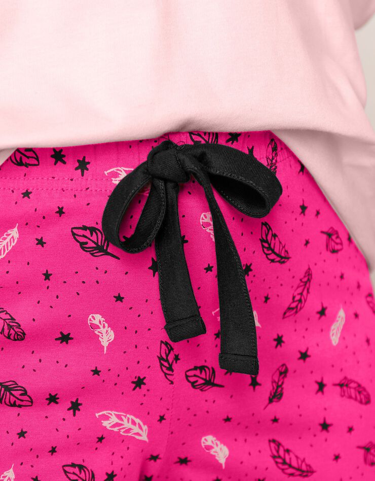 Pantacourt pyjama imprimé "plumes" (fuchsia) Pantacourt pyjama imprimé "plumes" (fuchsia)