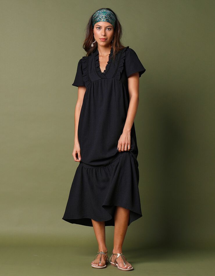 Robe longue encolure fantaisie  (noir)