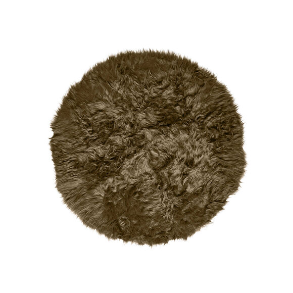 Tapis rond poils longs (taupe)