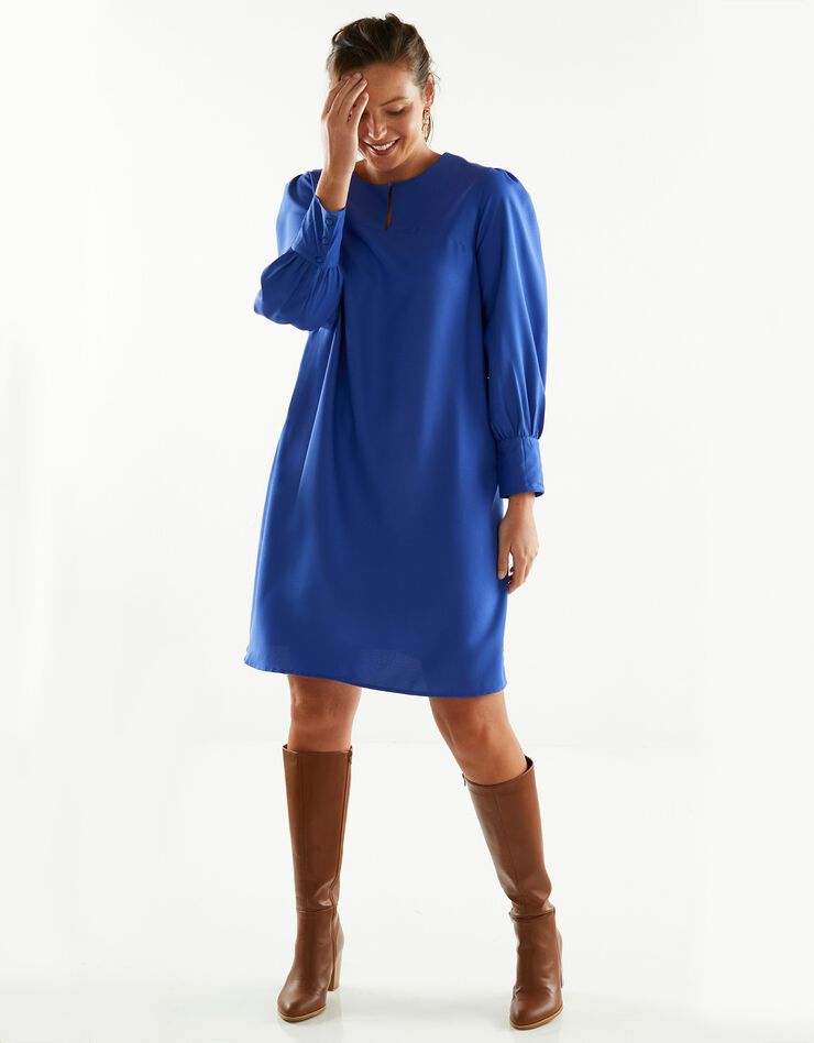 Robe forme housse crêpe uni (bleu dur)
