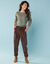 Pantalon 7/8ème en velours, Spécial Petites (chocolat)