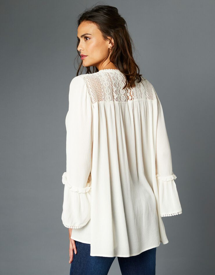Blouse macramé manches longues (ivoire) Blouse macramé manches longues (ivoire)