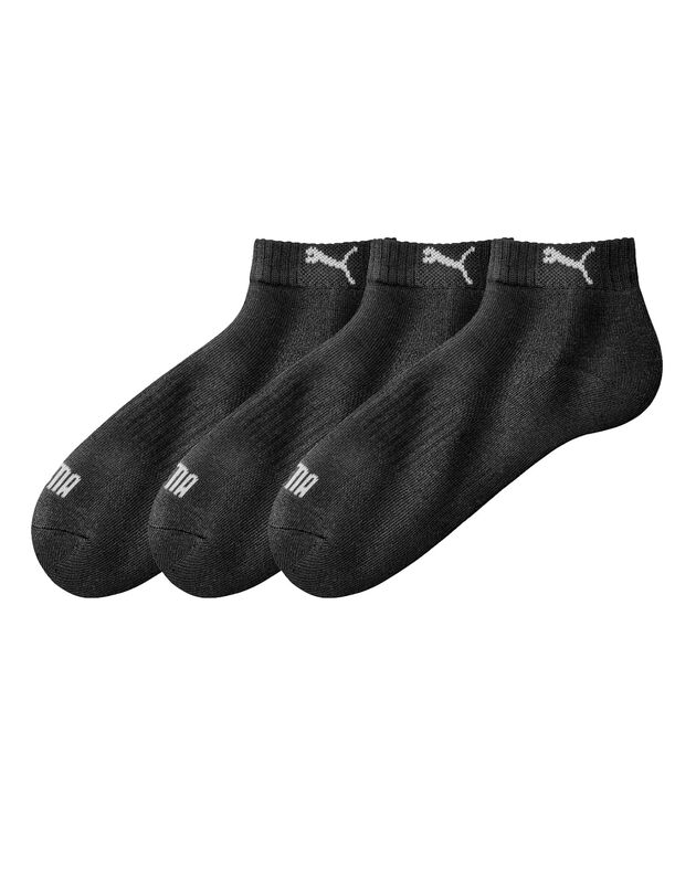 Chaussettes basses matelassées quarter - lot de 3 paires (noir)