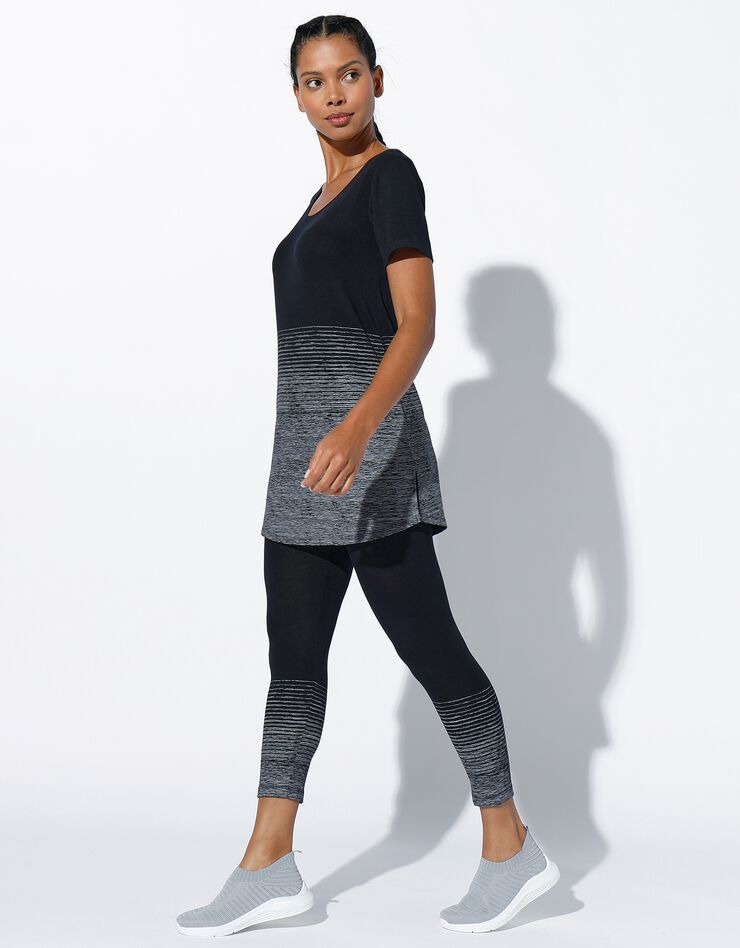 Legging 3/4 sport imprimé dégradé (noir / gris chiné) Legging 3/4 sport imprimé dégradé (noir / gris chiné)