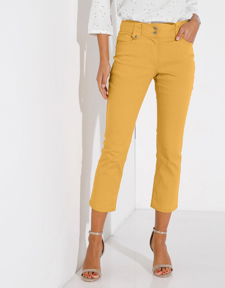 Pantacourt droit taille haute effet denim (safran) Pantacourt droit taille haute effet denim (safran)