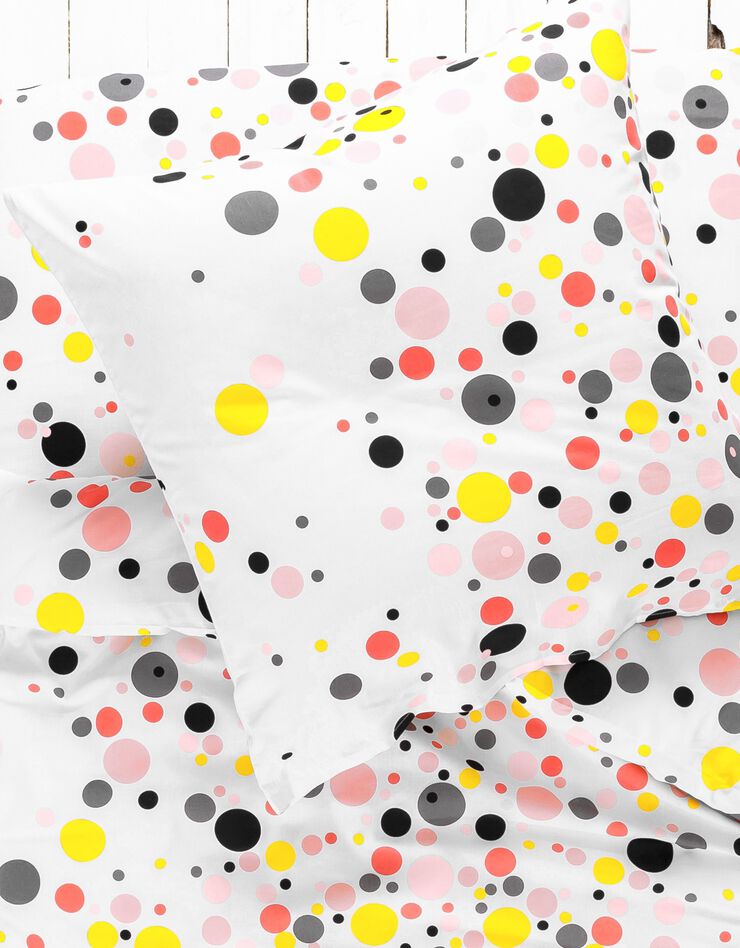 Linge de lit enfant Pétillant - coton imprimé bulles multicolores (blanc)