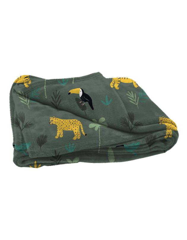 Plaid imprimé animaux sauvages (kaki)