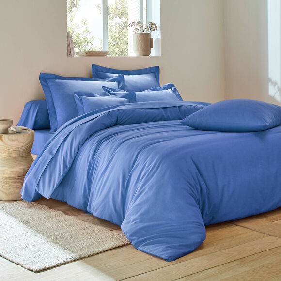 Linge de lit uni polyester-coton Colombine (océan)