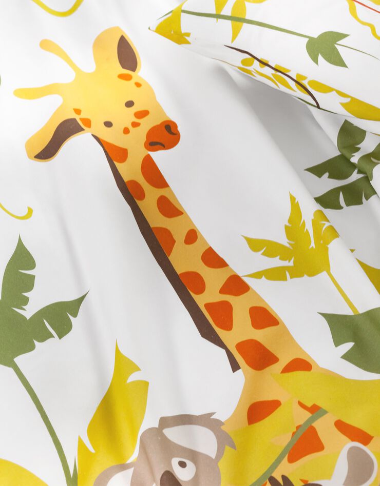 Linge de lit enfant Jungle imprimé animaux 1 personne - coton (beige)