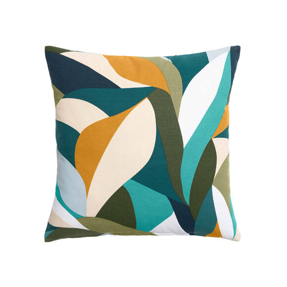 Coussin imprim&eacute; feuilles multicolores (multicolore)