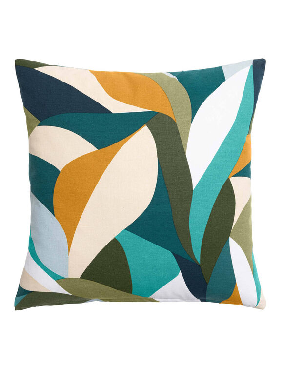 Coussin imprim&eacute; feuilles multicolores (multicolore)