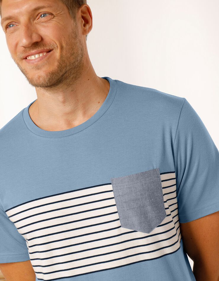 Tee-shirt rayé manches courtes (bleu) Tee-shirt rayé manches courtes (bleu)
