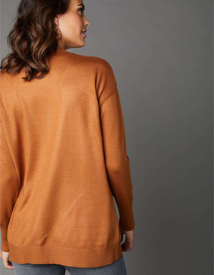 Pull toucher cachemire, finition dentelle (caramel) Pull toucher cachemire, finition dentelle (caramel)