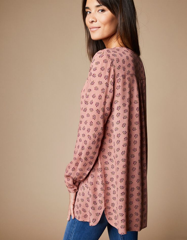 Blouse imprimée manches longues (bois de rose) Blouse imprimée manches longues (bois de rose)
