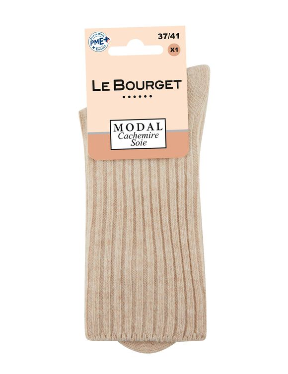 Chaussettes modal avec cachemire et soie (beige chin&eacute;)