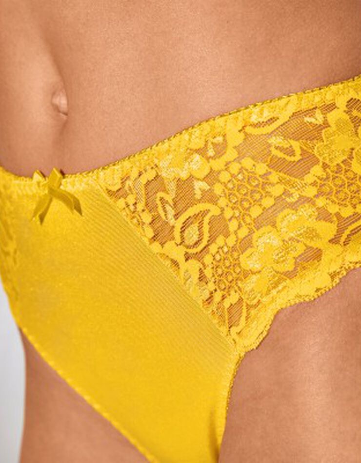 Culotte maille satinée et dentelle Avila - lot de 2 (jaune + tilleul) Culotte maille satinée et dentelle Avila - lot de 2 (jaune + tilleul)