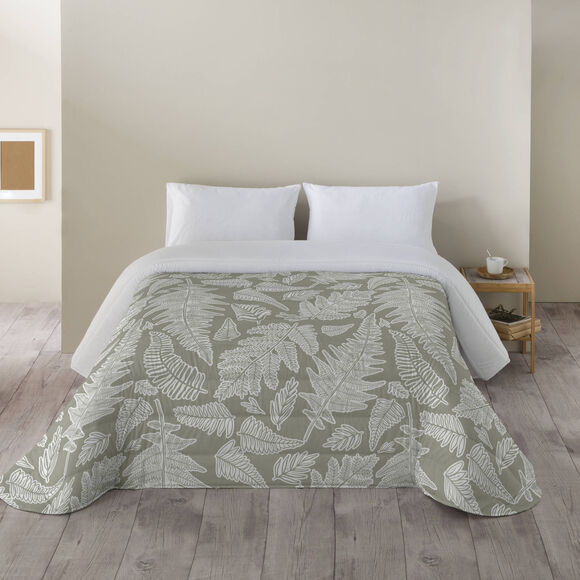 Couette microfibre imprimé Herbier 200 g/m² (vert / beige)