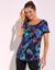 Tee-shirt en coton stretch imprimé - manches courtes (noir / violine)