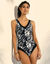 Maillot de bain 1 pièce Guanos, brassière intégrée (noir / blanc)