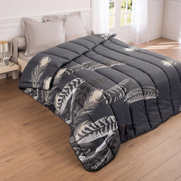 Couette microfibre imprimée Plume 400g/m2 (noir)