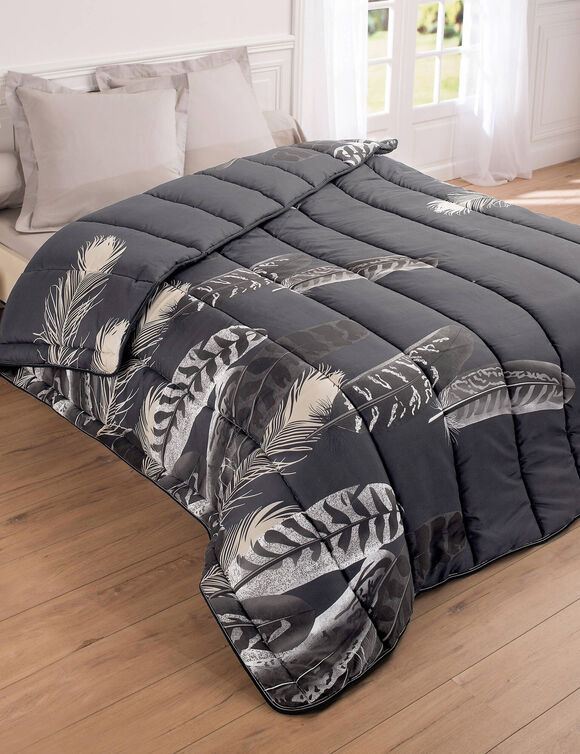 Couette microfibre imprimée Plume 400g/m2 (noir)