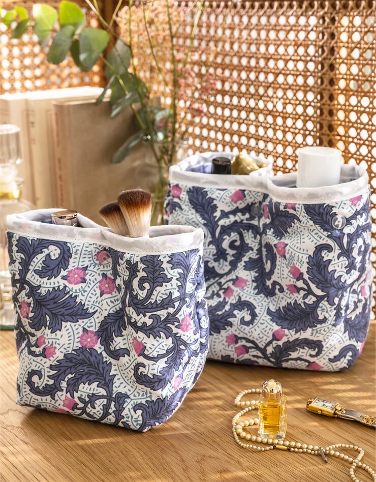 Trousse de rangement matelassée bleue, lot de 2 - collection upcycling (bleu) Trousse de rangement matelassée bleue, lot de 2 - collection upcycling (bleu)