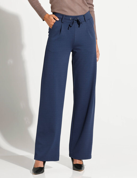 Pantalon droit, maille milano (marine)
