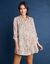 Tunique longue col chemise, imprimé cachemire (écru / caramel)