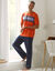Pantalon pyjama uni coton piping contrasté (marine)