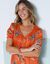 Robe courte imprimé floral, voile fils brillants (pêche / beige)