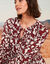 Robe courte imprimée, détails nouettes (bordeaux / beige)
