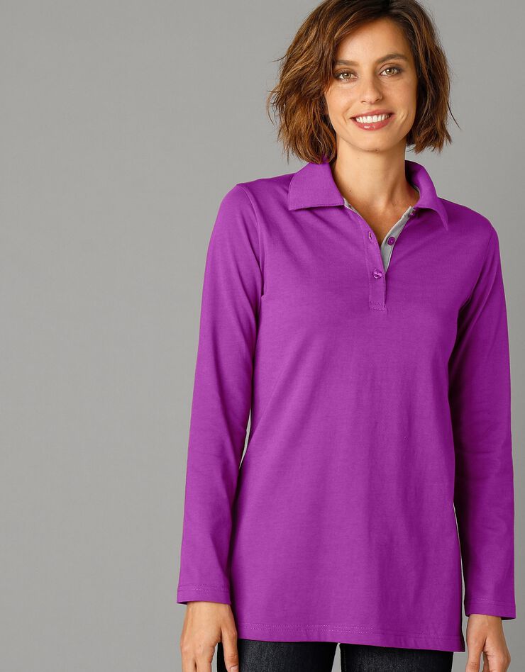 Polo bicolore maille jersey (violine / gris) Polo bicolore maille jersey (violine / gris)